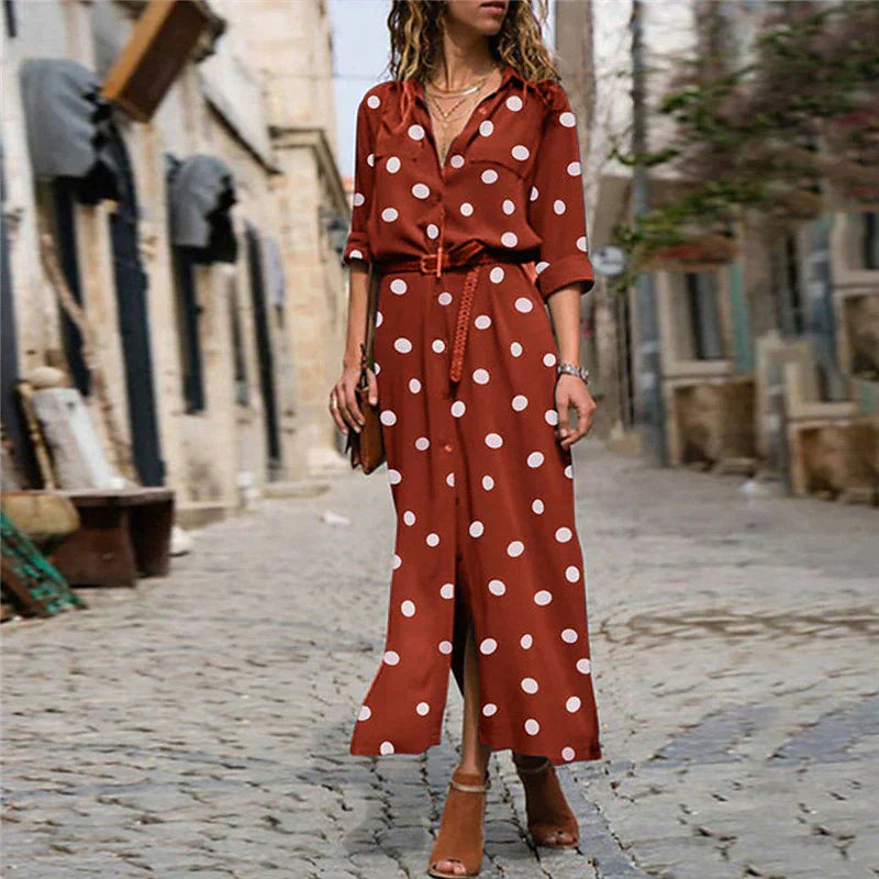 Damen-Midikleid mit Polka Dots