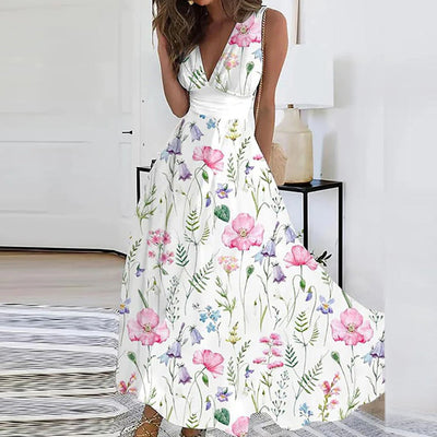 Florales Kleid mit V-Ausschnitt für Damen