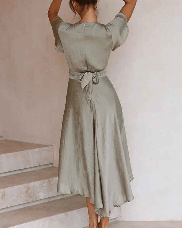 V-Ausschnitt Baumwollkleid für Damen