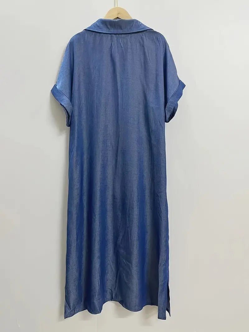 Denim Kleid mit Knöpfen und Tasche für Damen