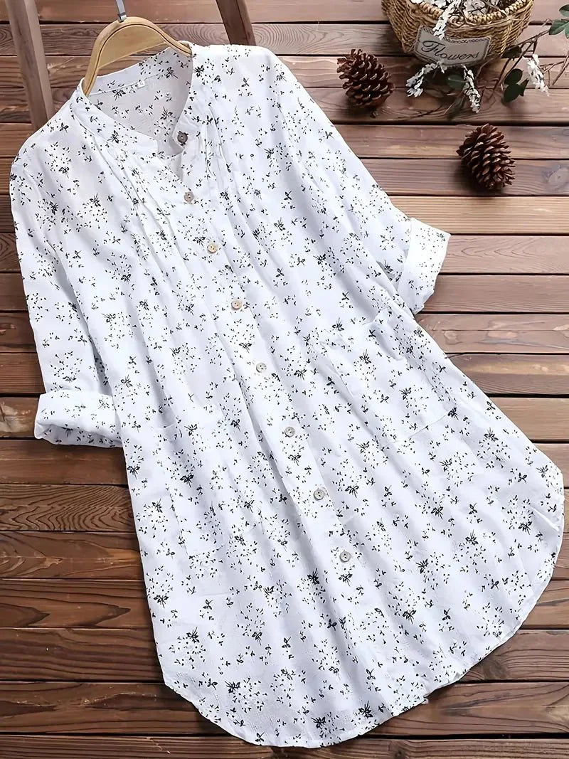 Langärmeliges Kleid mit Blumenmuster für Damen