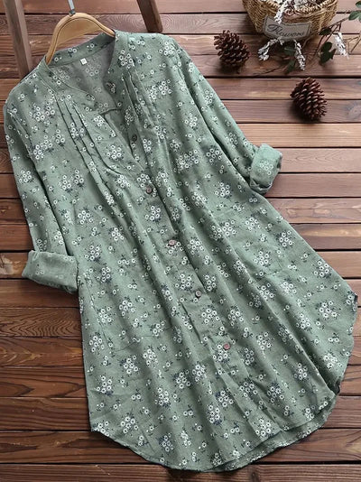 Langärmeliges Kleid mit Blumenmuster für Damen