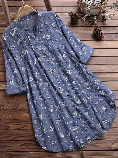 Langärmeliges Kleid mit Blumenmuster für Damen
