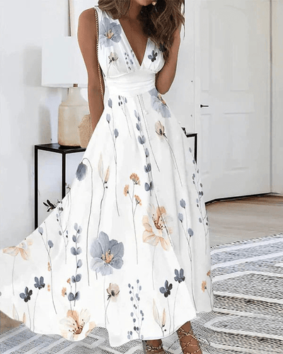 Florales Kleid mit V-Ausschnitt für Damen