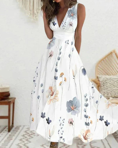 Florales Kleid mit V-Ausschnitt für Damen