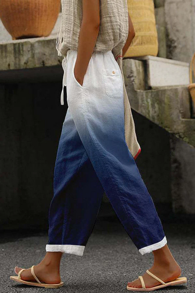Damen Sommerhose mit grafischem Print und Taschen