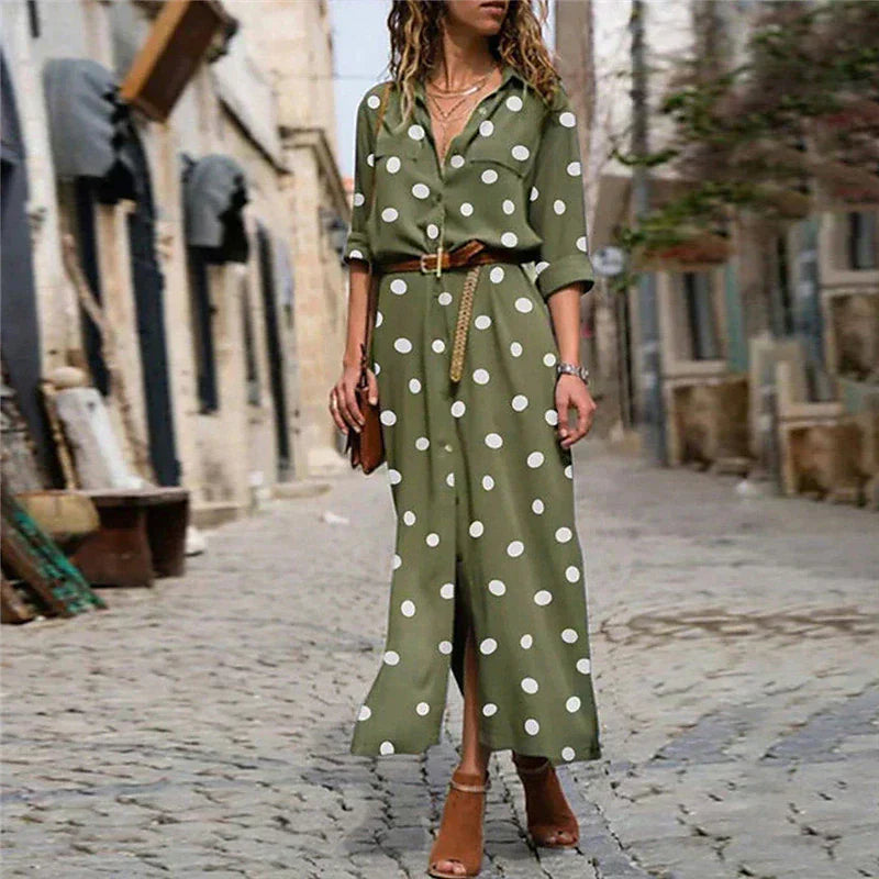 Damen-Midikleid mit Polka Dots