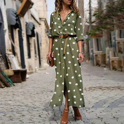 Damen-Midikleid mit Polka Dots