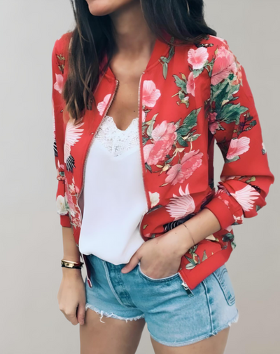Bomberjacke mit Blumenmuster für Damen