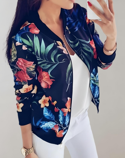 Bomberjacke mit Blumenmuster für Damen