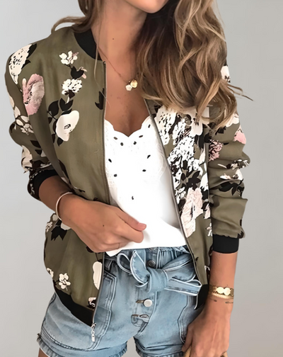 Bomberjacke mit Blumenmuster für Damen