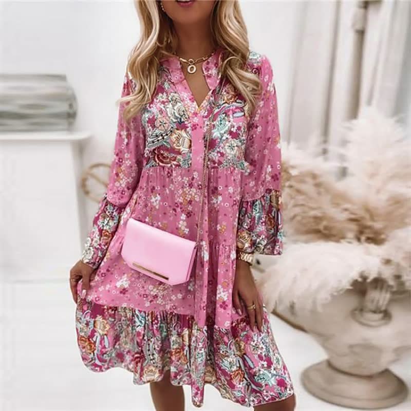 Langärmeliges Boho Kleid für Damen