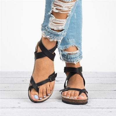 Flache Sandalen mit Gekreuztem Riemen für Damen