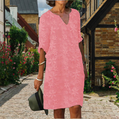 Damen Sommer-Mini-Kleid mit V-Ausschnitt und Blumenmuster