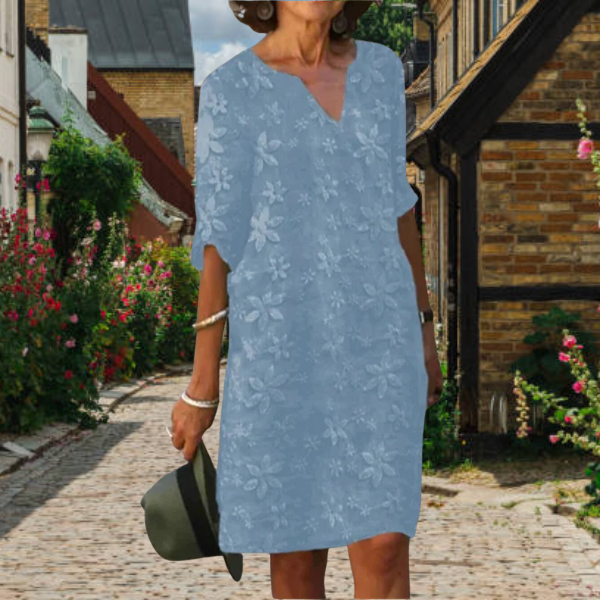 Damen Sommer-Mini-Kleid mit V-Ausschnitt und Blumenmuster