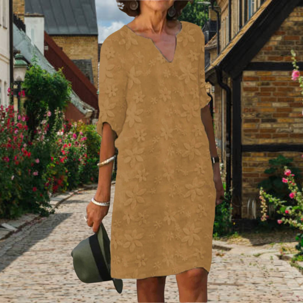 Damen Sommer-Mini-Kleid mit V-Ausschnitt und Blumenmuster