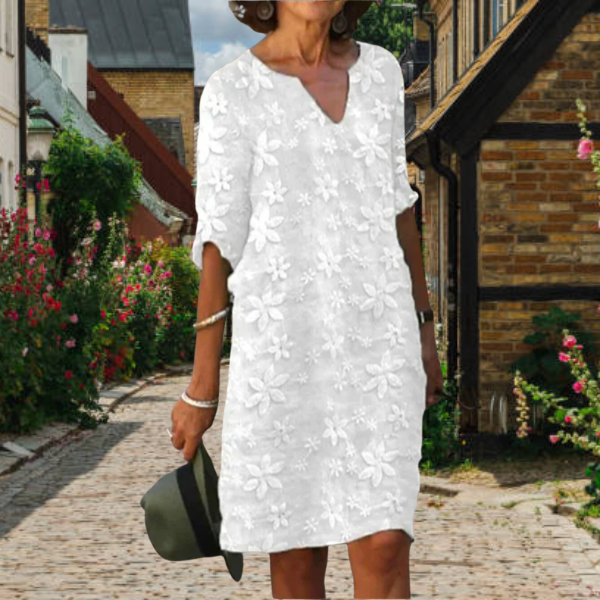 Damen Sommer-Mini-Kleid mit V-Ausschnitt und Blumenmuster