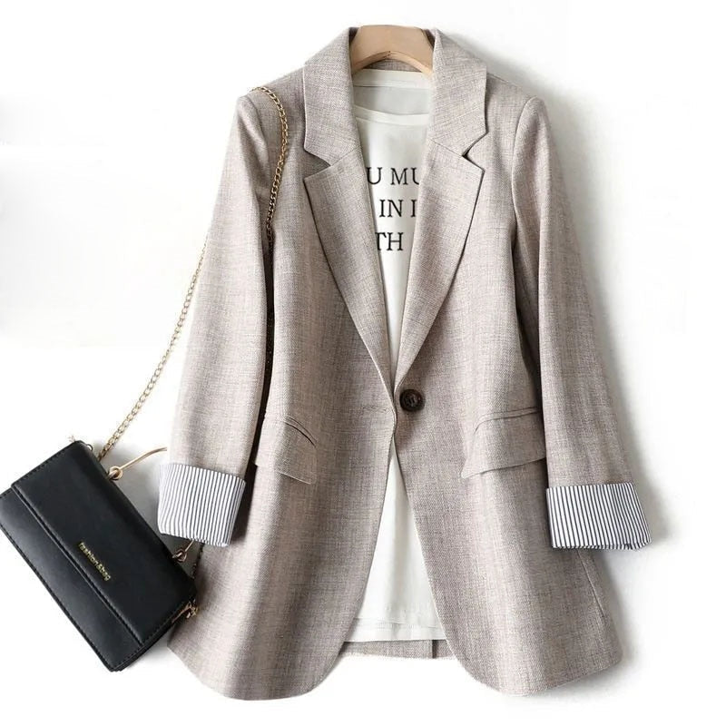 Damenblazer mit Knopf und Reverskragen