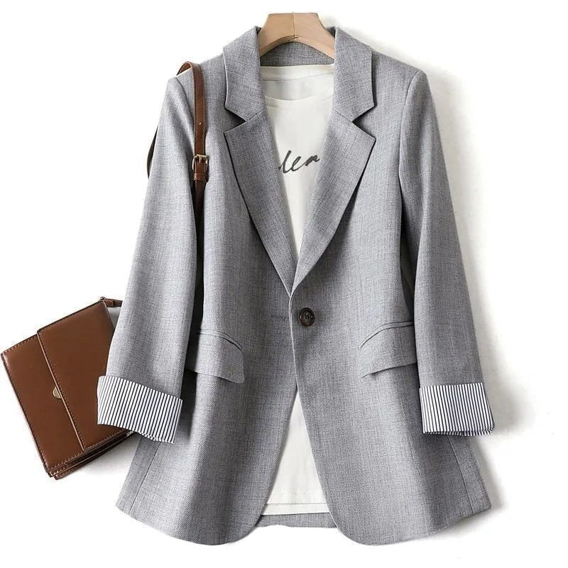 Damenblazer mit Knopf und Reverskragen