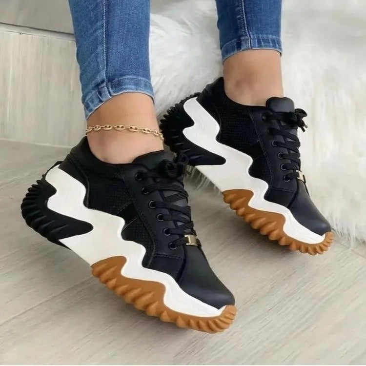 Damen Sneaker mit Schnürung und klobiger Sohle