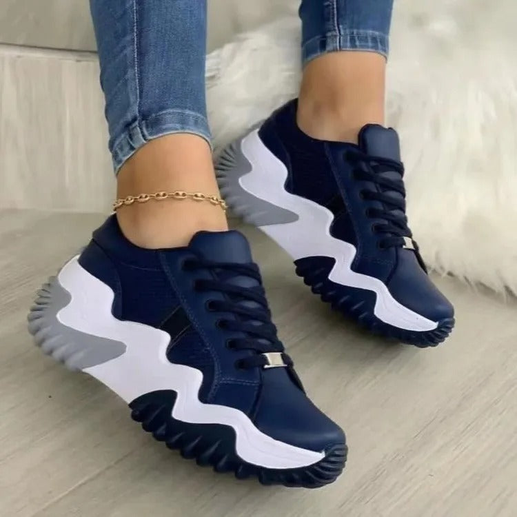 Damen Sneaker mit Schnürung und klobiger Sohle