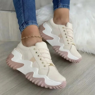 Damen Sneaker mit Schnürung und klobiger Sohle